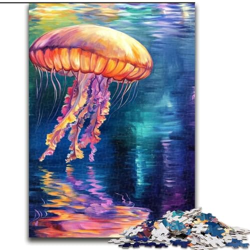 Puzzle für Erwachsene, 1000 Teile, Quallen-Ölgemälde, anspruchsvolles Spiel und Familienspiel mit vollständig ineinandergreifenden, zufällig geformten Teilen, 38x26cm von LYXIANY