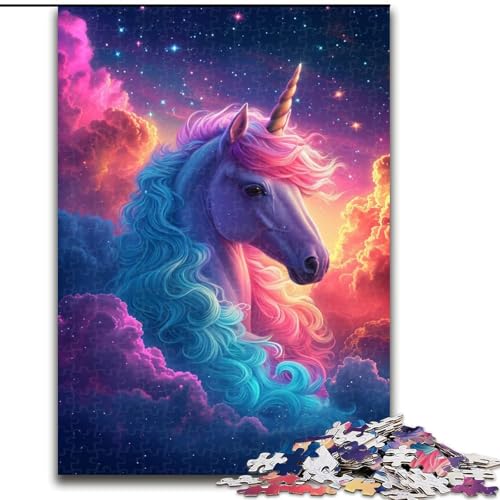 Puzzle für Erwachsene, 1000 Teile, Regenbogen-Einhorn, Holzpuzzle für Erwachsene, Größe 50x75cm, anspruchsvolles Denkspiel – entspannendes Spielzeug für Teenager von LYXIANY