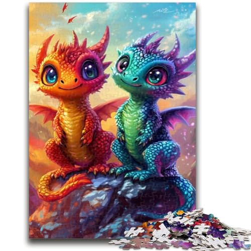 Puzzle für Erwachsene, 1000 Teile, Regenbogendrache, Babyspielzeug, Lernspiele, Stressabbau, geeignet für die Schreibtischdekoration, 26x38cm von LYXIANY