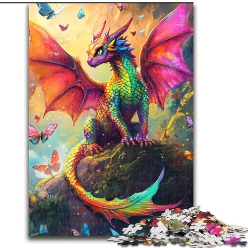 Puzzle für Erwachsene, 1000 Teile, Regenbogendrache, Stressabbau mit vollständig ineinandergreifenden, zufällig geformten Teilen für Kinder ab 14 Jahren (Größe 26x38cm) von LYXIANY