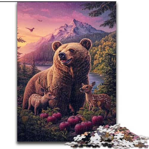 Puzzle für Erwachsene, 1000 Teile, Rosenbraunbär, anspruchsvolles Denkspiel, Familienaktivität, Heimdekoration, (Größe 26x38cm) von LYXIANY