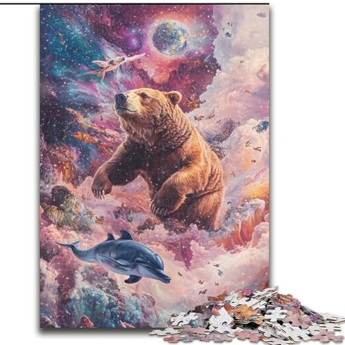 Puzzle für Erwachsene, 1000 Teile, Rosenbraunbär, hilft dem Gehirn, süchtig machendes Spielzeug zu trainieren, um Geduld zu fördern und das Gedächtnis zu verbessern (Größe 50x75cm) von LYXIANY