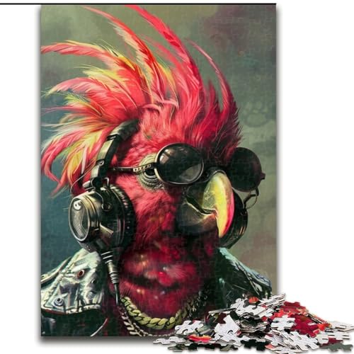 Puzzle für Erwachsene, 1000 Teile, Roter Papagei, Puzzle aus Karton, anspruchsvolles Denkspiel für Teenager, perfekt als Heimdekoration oder Geschenk, Größe 38x26cm von LYXIANY