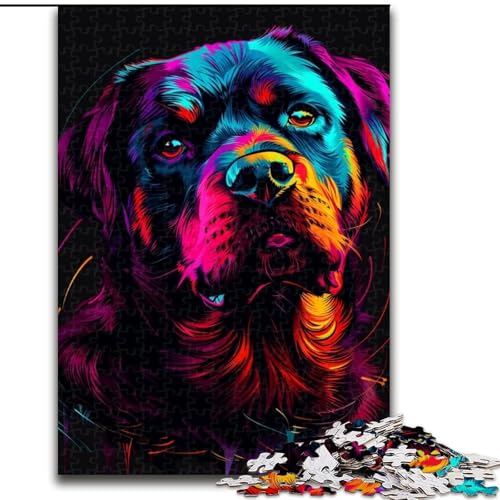 Puzzle für Erwachsene, 1000 Teile, Rottweiler DJ Neon, Holzpuzzle, Größe 50x75cm, für Teenager und Jugendliche, ideales Geburtstags von LYXIANY