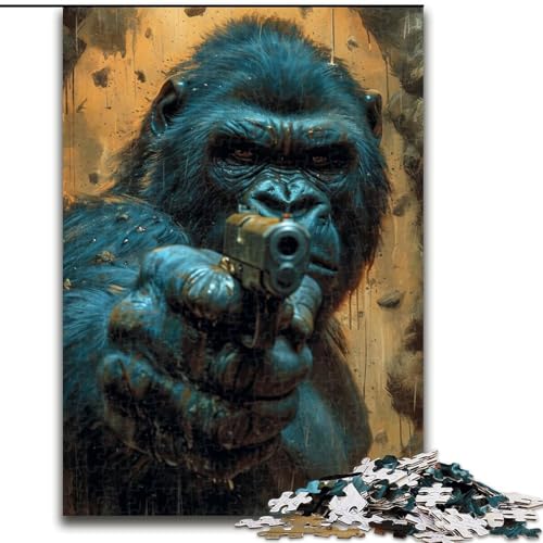 Puzzle für Erwachsene, 1000 Teile, Schimpanse mit Pistole, anspruchsvolles Spiel und Familienspiel mit vollständig ineinandergreifenden, zufällig geformten Teilen, 50x75cm Puzzle für Erwachsene, 1000 Teile, Schimpanse mit Pistole, anspruchsvolles Spiel und Familienspiel mit vollständig ineinandergreifenden, zufällig geformten Teilen, 50x75cm von LYXIANY