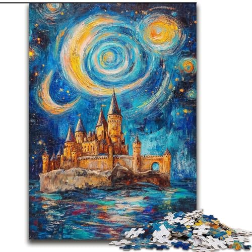 Puzzle für Erwachsene, 1000 Teile, Schloss unter den Sternen, anspruchsvoll und schwierig mit vollständig ineinandergreifenden, zufällig geformten Teilen, 38x26cm von LYXIANY