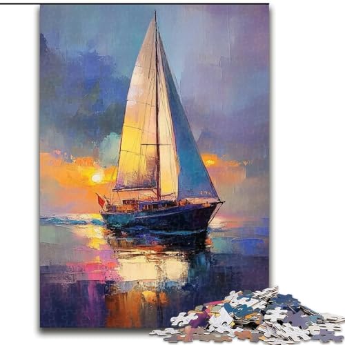 Puzzle für Erwachsene, 1000 Teile, Segelboot-Ölgemälde-Puzzle, pädagogisches Denkspiel, künstlerische Heim- und Bürodekoration, ab 14 Jahren (Größe 50x75cm) von LYXIANY