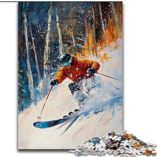 Puzzle für Erwachsene, 1000 Teile, Skifahrer, Analyse und Logik, mit vollständig ineinandergreifenden, zufällig geformten Teilen, für Kinder ab 14 Jahren (Größe 50x75cm) von LYXIANY