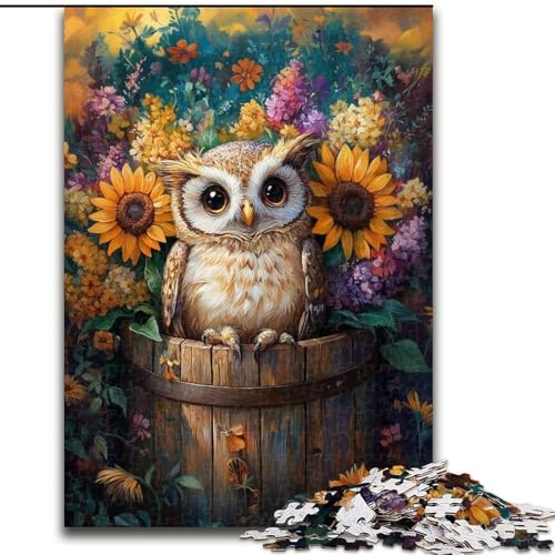 Puzzle für Erwachsene, 1000 Teile, Sonnenblumen-Eule, Spielzeug, Lernspiele, Stressabbau, tolle Geschenke und Spielzeuge, 26x38cm von LYXIANY