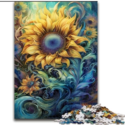 Puzzle für Erwachsene, 1000 Teile, Sonnenblumen-Holzpuzzle, Größe 50x75cm, anspruchsvolles Denkspiel – entspannendes Spielzeug für Teenager von LYXIANY