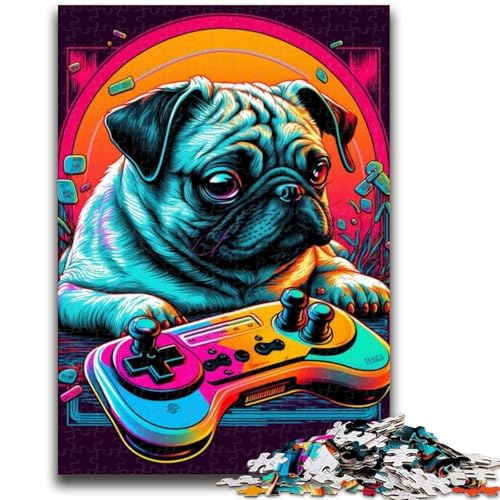 Puzzle für Erwachsene, 1000 Teile, Spiel, Mops, Lernspiele, Heimdekoration, Lernspiel für Geburtstag, Weihnachten, 50x75cm von LYXIANY
