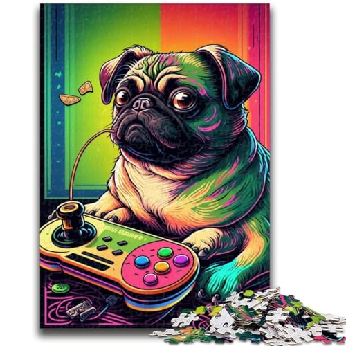 Puzzle für Erwachsene, 1000 Teile, Spiel Mops, anspruchsvolles Spiel und Familienspiel, ganze Familie, 26x38cm von LYXIANY