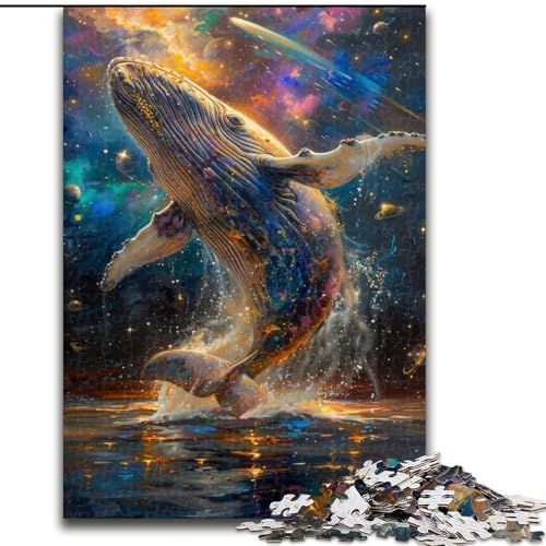 Puzzle für Erwachsene, 1000 Teile, Springender Wal, Holzpuzzle für Erwachsene, Größe 50x75cm, anspruchsvolles Denkspiel – entspannendes Spielzeug für Teenager von LYXIANY