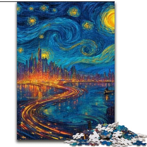 Puzzle für Erwachsene, 1000 Teile, Stadt unter dem Nachthimmel, Denkspiel für Teenager, Familienspieleabend (Größe 50x75cm) von LYXIANY