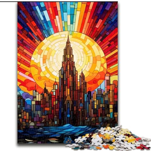 Puzzle für Erwachsene, 1000 Teile, Stadtbild, bunter Regenbogen, anspruchsvolle Puzzles, Größe 38x26cm, ideales DIY-Dekor und Denksportgeschenk von LYXIANY