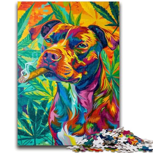 Puzzle für Erwachsene, 1000 Teile, Staffordshire Bull Terrier, Rauchspielzeug, Lernspiele, Stressabbau, geeignet für die Schreibtischdekoration, 50x75cm von LYXIANY
