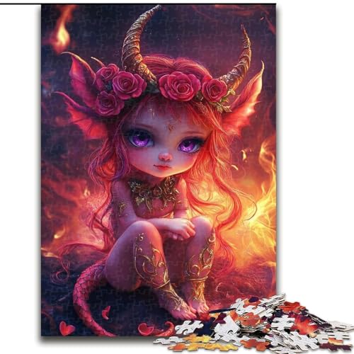 Puzzle für Erwachsene, 1000 Teile, Teufel, kleines Drachenmädchen, Elefantenspielzeug, Denkspiel, Geburtstagsgeschenk, Geschenke, Wandkunst, für Kinder ab 14 Jahren (Größe 26x38cm) von LYXIANY