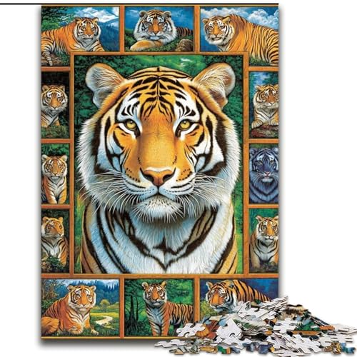 Puzzle für Erwachsene, 1000 Teile, Tiger-Collage, Spielzeug, Lernspiele, Stressabbau, tolle Geschenke und Spielzeuge, 26x38cm Puzzle für Erwachsene, 1000 Teile, Tiger-Collage, Spielzeug, Lernspiele, Stressabbau, tolle Geschenke und Spielzeuge, 26x38cm von LYXIANY