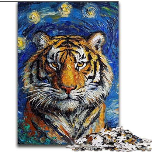 Puzzle für Erwachsene, 1000 Teile, Tiger-Nachthimmel, Holzpuzzle, Heimdekoration, Denksportspiel für Teenager und Familieninteraktion, Größe 50x75cm von LYXIANY