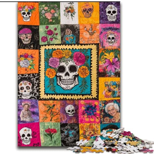 Puzzle für Erwachsene, 1000 Teile, Totenkopf-Collage, Puzzle aus Karton, anspruchsvolles Denkspiel für Teenager, perfekt als Heimdekoration oder Geschenk, Größe 38x26cm von LYXIANY