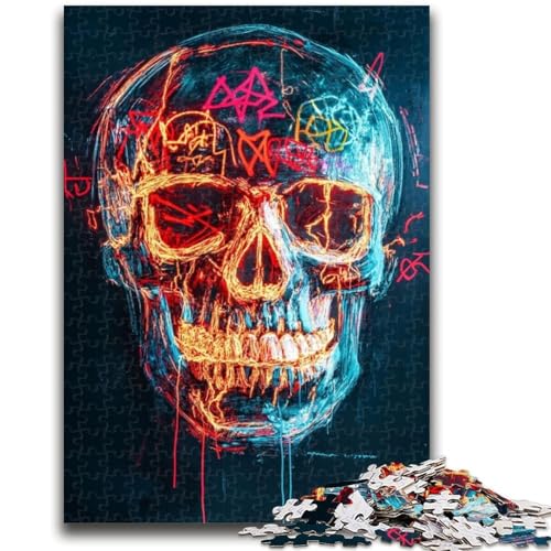 Puzzle für Erwachsene, 1000 Teile, Totenkopf-Denkspiel im Basquiat-Stil, Lernspiel für Geburtstag, Weihnachten, für 14-Jährige, 26x38cm von LYXIANY