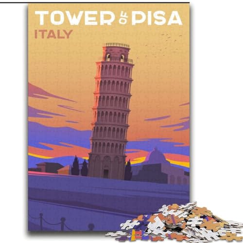 Puzzle für Erwachsene, 1000 Teile, Turm von Pisa, Staycation, Zeit totschlagen, mit vollständig ineinandergreifenden, zufällig geformten Teilen (38x52cm),1000 Teile von LYXIANY