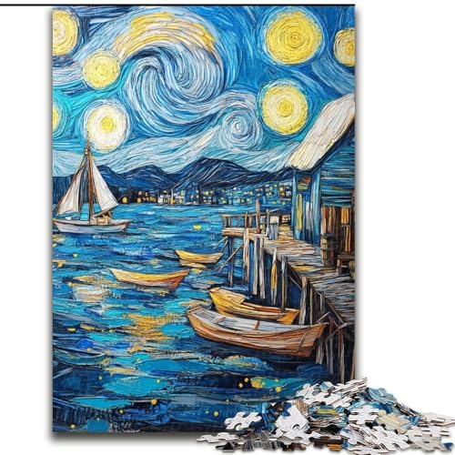 Puzzle für Erwachsene, 1000 Teile, Van Gogh-Nachthimmel, Lernspielzeug, Familienspiele, geeignet als Schreibtischdekoration (Größe 26x38cm) von LYXIANY