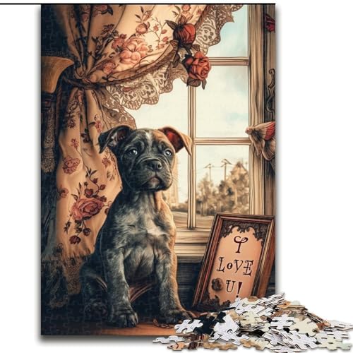 Puzzle für Erwachsene, 1000 Teile, Welpe am Fenster, Familienaktivität, einzigartiges Geschenk für Feiertage und Geburtstage (Größe 50x75cm) von LYXIANY