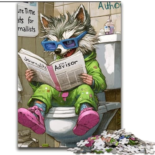 Puzzle für Erwachsene, 1000 Teile, Wolf Go Toilet, Puzzle für Erwachsene, Größe: 50x75cm, anspruchsvolles Denkspiel – entspannendes Spielzeug für Teenager von LYXIANY