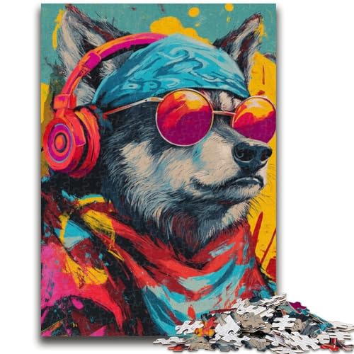 Puzzle für Erwachsene, 1000 Teile, Wolf mit Kopfhörer, für Kinder ab 14 Jahren, Spielspielzeug, ganze Familie, 50x75cm Puzzle für Erwachsene, 1000 Teile, Wolf mit Kopfhörer, für Kinder ab 14 Jahren, Spielspielzeug, ganze Familie, 50x75cm von LYXIANY