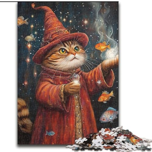 Puzzle für Erwachsene, 1000 Teile, Zaubererkatze, Lernspielzeug, Familienspiele, geeignet als Schreibtischdekoration (Größe 26x38cm) von LYXIANY