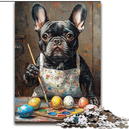 Puzzle für Erwachsene, 1000 Teile, Zeichnung Einer Bulldogge, Familienspiel, Stressabbau, schwierige Herausforderung, EIN Kunstwerk für Kinder ab 14 Jahren (Größe 26x38cm) von LYXIANY