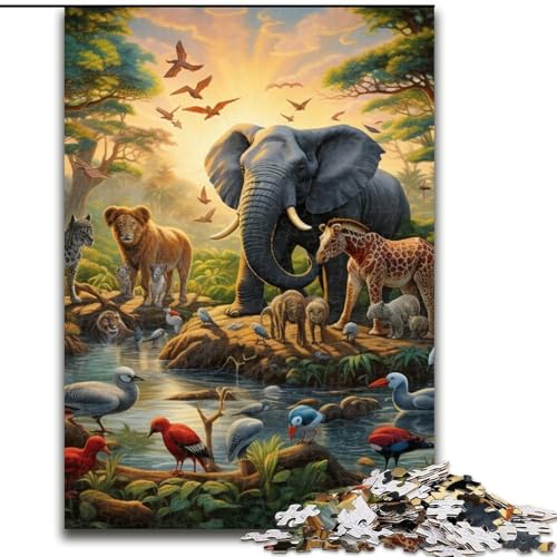 Puzzle für Erwachsene, 1000 Teile, afrikanische Tiere, Holzpuzzle, 50x75cm, Denkspiel für Teenager und Familieninteraktion von LYXIANY