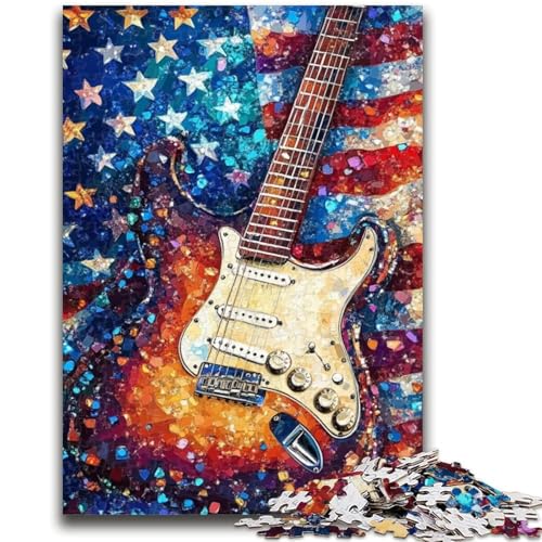 Puzzle für Erwachsene, 1000 Teile, amerikanische Flagge, Gitarre, Familienspaß für die ganze Familie, Kinder ab 14 Jahren, 50x75cm von LYXIANY