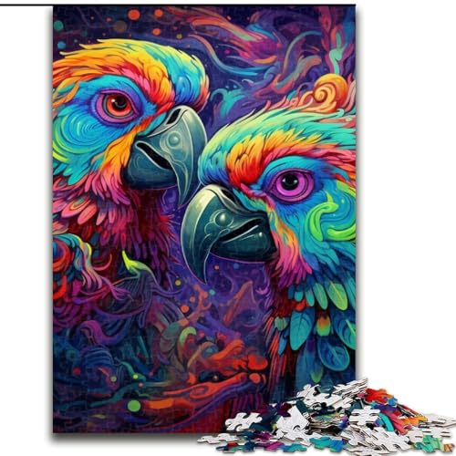 Puzzle für Erwachsene, 1000 Teile, buntes Papagei-Puzzle aus Holz, 50x75cm, Denkspiel für Teenager und Familieninteraktion von LYXIANY