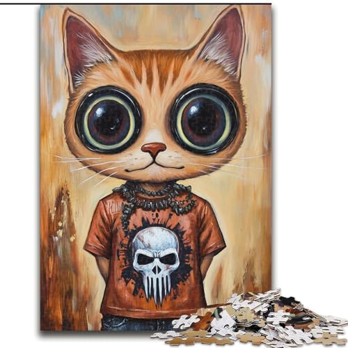 Puzzle für Erwachsene, 1000 Teile, dunkle Katze, Lernspielzeug, Spaß bei Aktivitäten zu Hause, Geburtstagsgeschenk, Reisegeschenke, 26x38cm von LYXIANY
