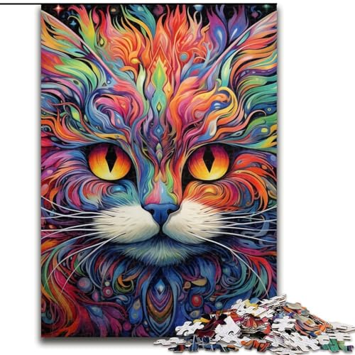 Puzzle für Erwachsene, 1000 Teile, farbenfrohe Kunstkatze, 1000-teiliges Puzzle, anspruchsvolles Denkspiel für Teenager, Spaß für den Spieleabend mit der Familie, 26x38cm Puzzle für Erwachsene, 1000 Teile, farbenfrohe Kunstkatze, 1000-teiliges Puzzle, anspruchsvolles Denkspiel für Teenager, Spaß für den Spieleabend mit der Familie, 26x38cm von LYXIANY
