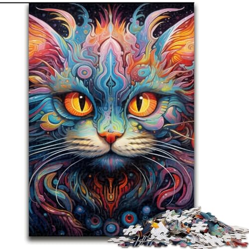 Puzzle für Erwachsene, 1000 Teile, farbenfrohes Katzen-Puzzle, 1000 Teile, anspruchsvolles Denkspiel für Teenager, perfekt als Heimdekoration oder Geschenk, 50x75cm von LYXIANY