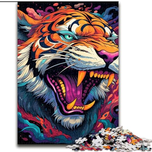 Puzzle für Erwachsene, 1000 Teile, farbenfrohes Tiger-Kunst-Puzzle aus Pappe, 26x38cm, Denkspiel für Teenager und Familieninteraktion Puzzle für Erwachsene, 1000 Teile, farbenfrohes Tiger-Kunst-Puzzle aus Pappe, 26x38cm, Denkspiel für Teenager und Familieninteraktion von LYXIANY