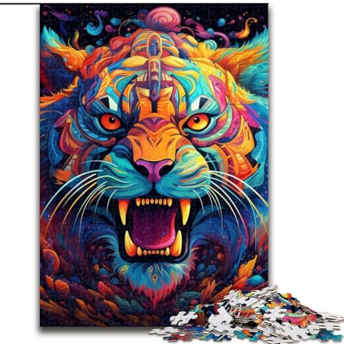 Puzzle für Erwachsene, 1000 Teile, farbenfrohes Tiger-Kunst-Puzzle aus Pappe, 26x38cm, Denkspiel für Teenager und Familieninteraktion Puzzle für Erwachsene, 1000 Teile, farbenfrohes Tiger-Kunst-Puzzle aus Pappe, 26x38cm, Denkspiel für Teenager und Familieninteraktion von LYXIANY