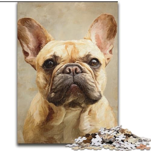 Puzzle für Erwachsene, 1000 Teile, fröhliche Bulldogge, geeignet für Kinder ab 14 Jahren, tolles Wohndekor-Angebot als Geschenk für die ganze Familie (Größe 50x75cm) von LYXIANY