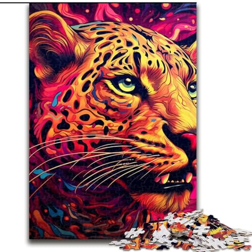 Puzzle für Erwachsene, 1000 Teile, gelb-rosa Leoparden-Puzzle aus Holz, 50x75cm, Denkspiel für Teenager und Familieninteraktion Puzzle für Erwachsene, 1000 Teile, gelb-rosa Leoparden-Puzzle aus Holz, 50x75cm, Denkspiel für Teenager und Familieninteraktion von LYXIANY