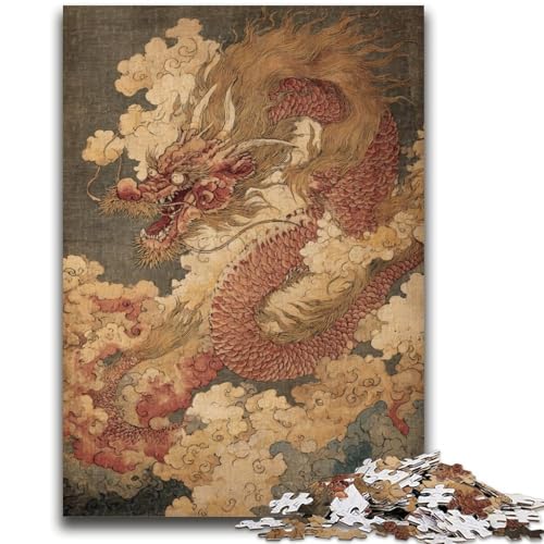 Puzzle für Erwachsene, 1000 Teile, japanischer Wellendrache, anspruchsvolles Spiel und Familienspiel, Wanddekoration, einzigartige Geburtstags, 26x38cm von LYXIANY