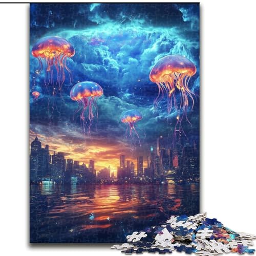 Puzzle für Erwachsene, 1000 Teile, kosmische Quallen, Familienspiel, Stressabbau, schwierige Herausforderung, stärkt die Liebe zwischen Paaren, 38x26cm von LYXIANY