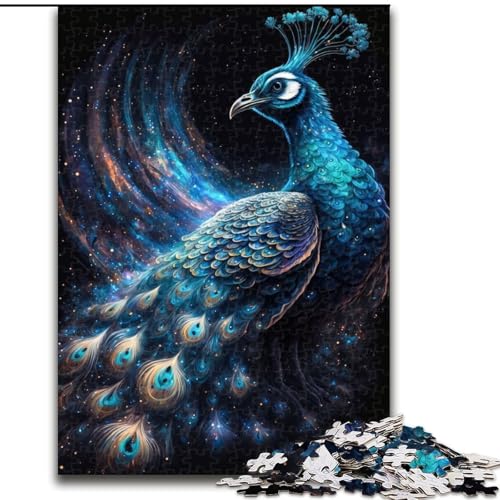Puzzle für Erwachsene, 1000 Teile, kosmischer Pfau, Lernspiele, Heimdekoration, ganze Familie (Größe 26x38cm) von LYXIANY