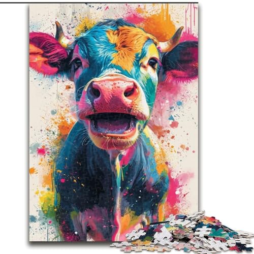 Puzzle für Erwachsene, 1000 Teile, lächelnde süße Kuh, Holzpuzzle, Größe 50x75cm, für Teenager und Jugendliche, ideales Geburtstags Puzzle für Erwachsene, 1000 Teile, lächelnde süße Kuh, Holzpuzzle, Größe 50x75cm, für Teenager und Jugendliche, ideales Geburtstags von LYXIANY