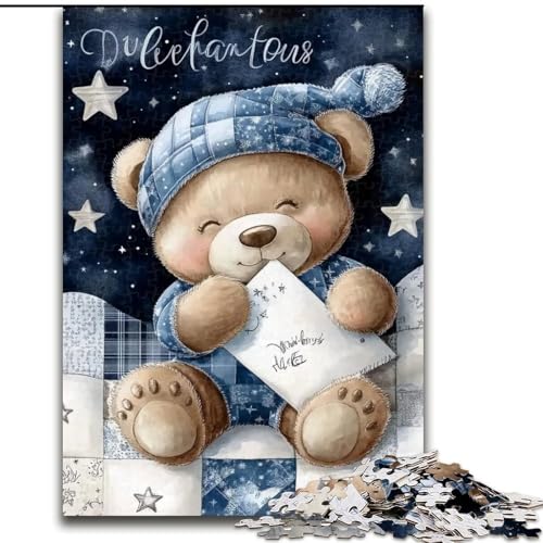 Puzzle für Erwachsene, 1000 Teile, schlafender Teddy, Stressabbau, Staycation, Zeit totschlagen, mit passendem Poster und Quizblatt, 38x26cm von LYXIANY