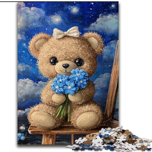 Puzzle für Erwachsene, 1000 Teile, schlafender Teddybär, hilft dem Gehirn, süchtig machendes Spielzeug zu trainieren, um Geduld zu fördern, perfekte Dekoration (Größe 50x75cm) von LYXIANY