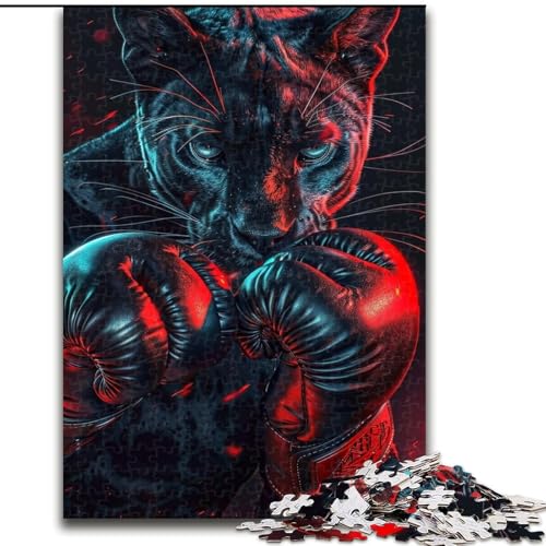Puzzle für Erwachsene, 1000 Teile, schwarzer Leoparden-Boxer, ideal für Teenager und Sammler, Reisegeschenk, Familienaktivität (Größe 26x38cm) von LYXIANY
