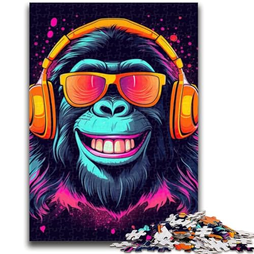 Puzzle für Erwachsene, 1000 Teile, schwierig, AFFE, DJ, Musik, Lernspiele, DIY-Spielzeug, ganze Familie, 38x26cm von LYXIANY